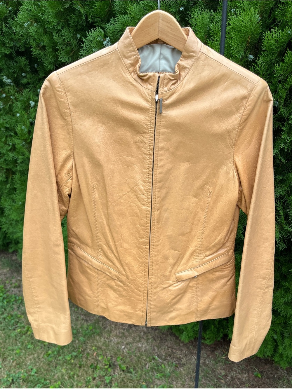 Y2K Luis Alvear Women's Light Tan Authentic Leather Zip Jacket
